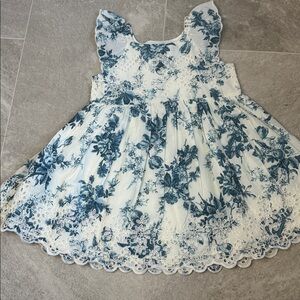 LoveShackFancy Toddler Dress with Blue Accents 3t